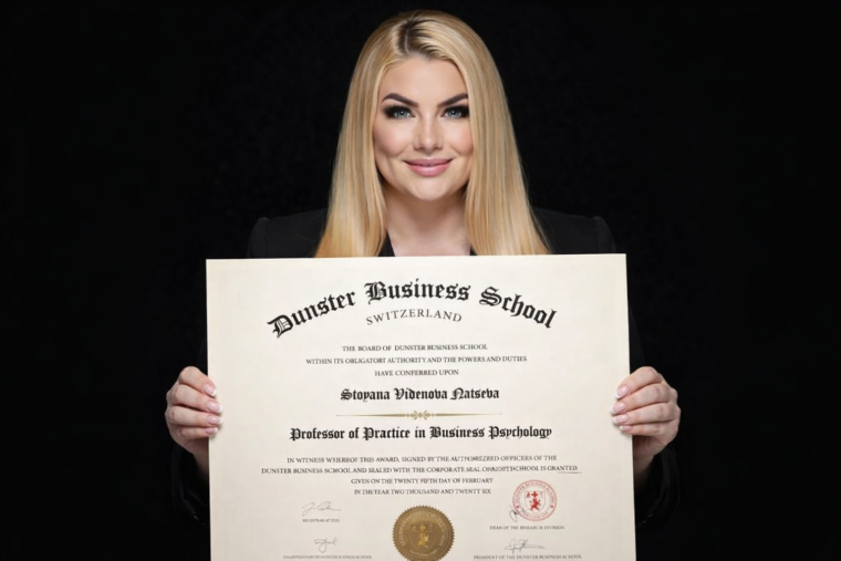 Проф. д-р Стояна Нацева е назначена за Professor of Practice in Business Psychology към Dunster Business School